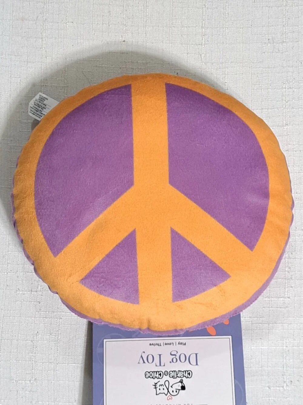 Charlie & Chloe Plush Peace Sign Squeaker Dog Disc Toy